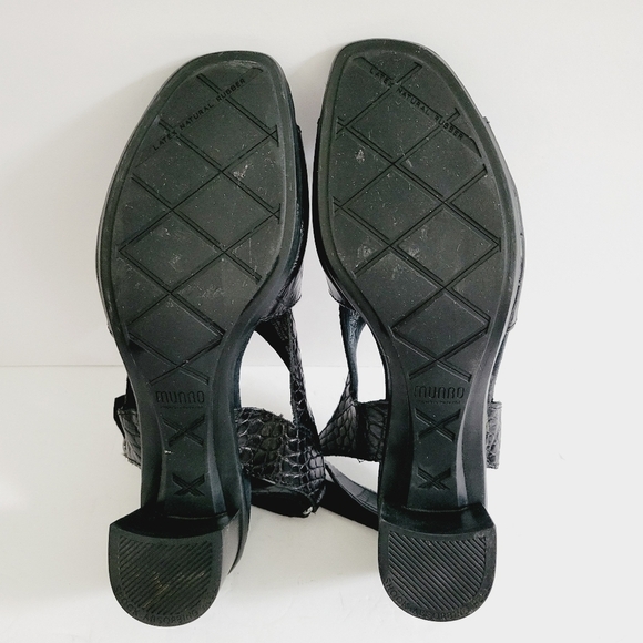 NEW Munro American Black Leather Croc Print Ankle Strap Sandals Size 8.5 - Picture 6 of 7